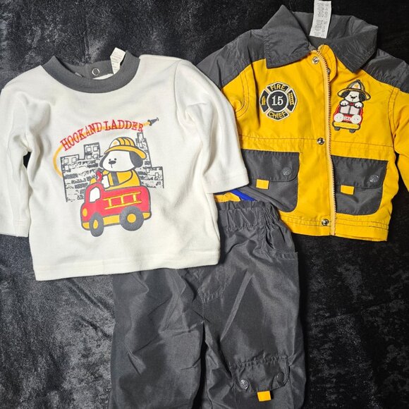 Fire Chief 3-Piece Baby Outfit – Jacket, Tee & Pants (3–6M) - Picture 2 of 3